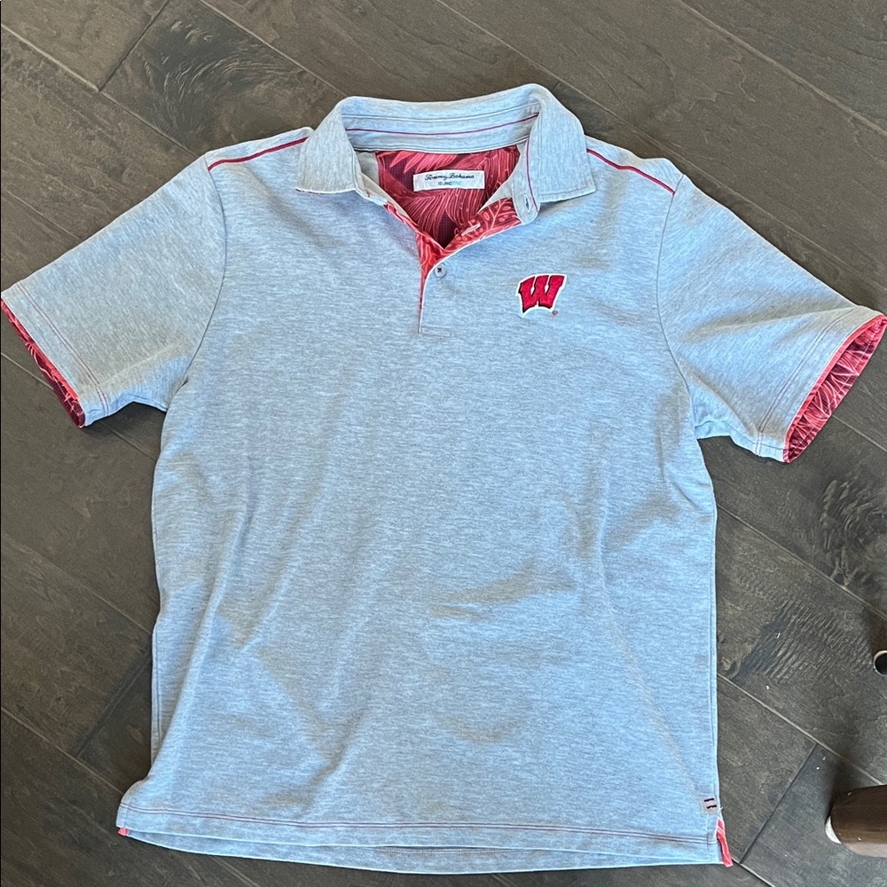 Tommy Bahama Island Zone University of Wisconsin Gray Polo Shirt